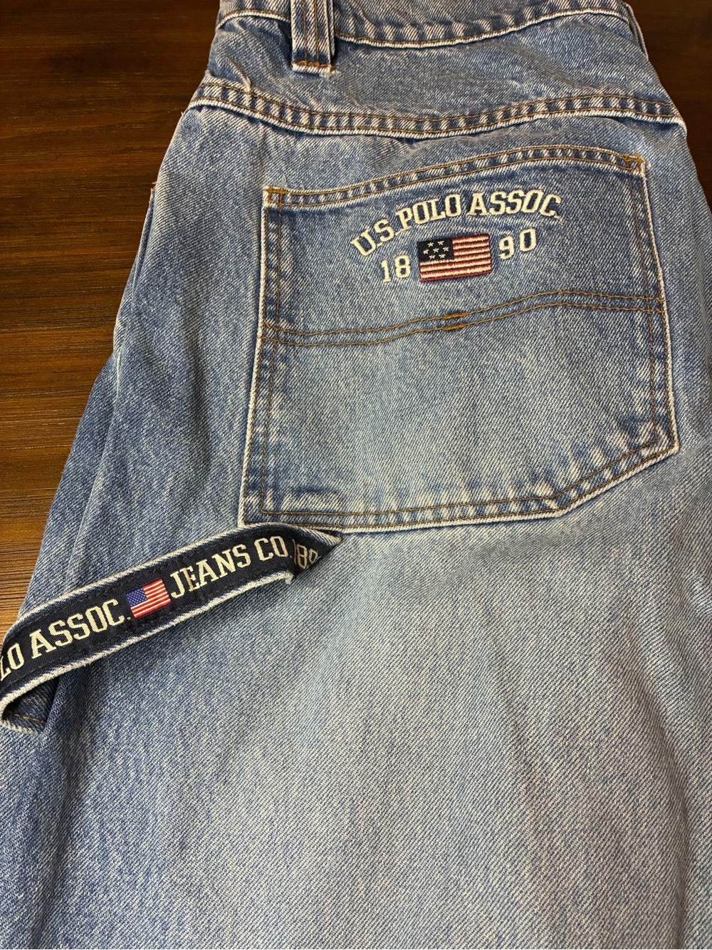 U.S. Polo Assn. Men's Classic Light Blue Denim Jeans with Embroidered Pocket Y2K